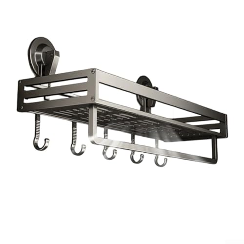 Étagère de salle de bain en aluminium avec ventouses pour articles de toilette – 30 cm de long, résistante à la rouille, étagère conçue pour le drainage pour salle de bain, WC ou dortoir