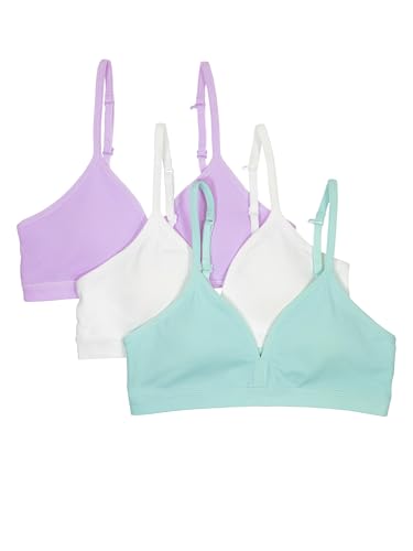 Fruit of the Loom Girls Soft and Smooth Training Bra Aruba Blue/Stellar Orchid/White Large