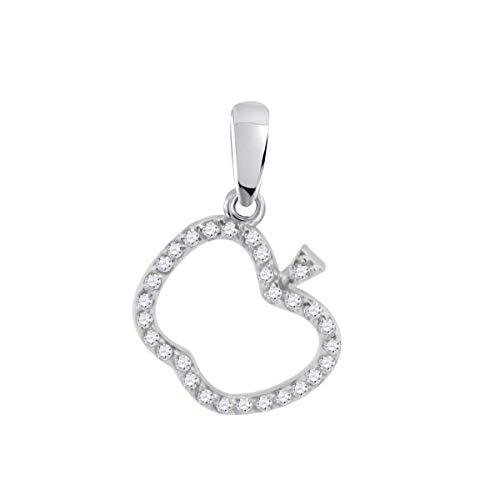 MauliJewels Engagement Necklace for Women 1/4 Carat Diamond Apple Shape Pendant Necklace For Women's 4 Prong-Setting 10K Solid White Rose & Yellow Gold3