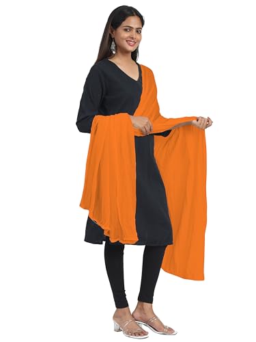 Image of Miraan Solid Pure Cotton Dupatta with Pom Pom Border, 2.25 meters length (DUPCOTTON)