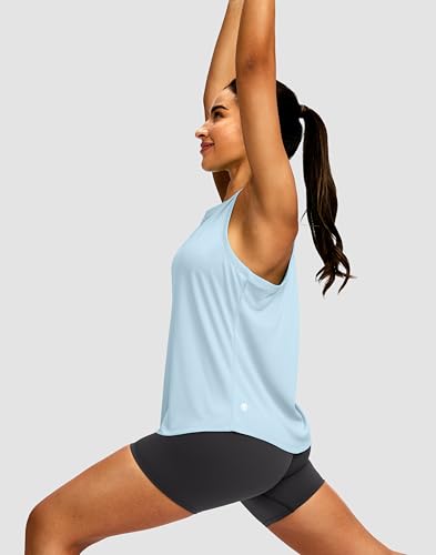 Image of Women's Workout Tops Racerback Athletic Tank Tops Sleeveless Loose Fit Yoga Running Gym Shirts for Women