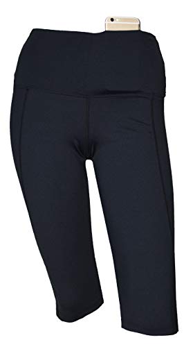 Private Island Women UPF 50+ Board Shorts Swim Pants Pocket (XL, Black_5n)