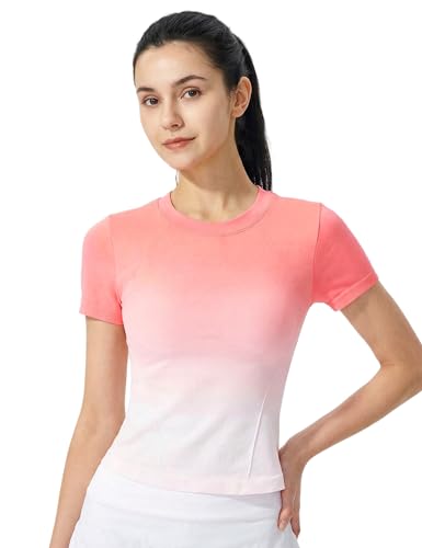Image of Venzina Women's Gradient Workout T-Shirt with Thumbholes | Quick Dry Full Sleeve Yoga Top I Slim Fit Knit Gym Shirt for Running, Yoga & Casual Commute
