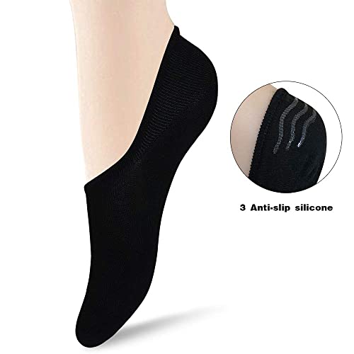Akoeny Womens No Show Socks Low Cut Ankle No Slip Thin Footies Slip On Sneakers, Size 8-10, Black/White/Grey, 6 Pairs #TOP7