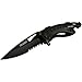 TAC-FORCE Pocket Folding Rescue Knife 3.25 Inch Stainless Steel Half Serrated Blade Black Aluminum Handle with Pocket Clip Screwdriver and Can Opener