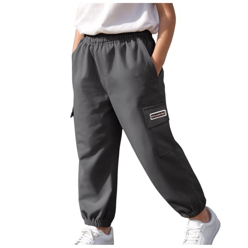 Cargo Pants for Boys Kids Elastic Waist Baggy Joggers with Multi Pockets Relaxed Fit Casual Fall Trousers
