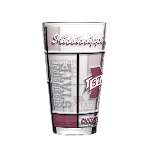 Image of Logo Brands NCAA oz Stained Glass Pint Glass - 3D Embossed Logo & Bold Team Colors - Durable Sports Fan Beer Glass for Home, Bar & Tailgates