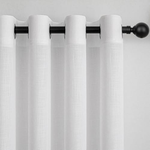 MYSKY HOME Vorhänge Gardinen Weiß 225 Lang Wohnzimmer-für Vorhange mit...