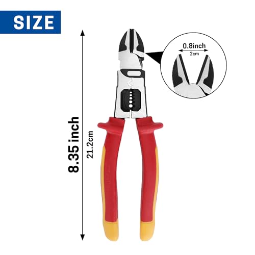 Wisepro 8 Inch 1000V Insulated Diagonal Cutting Pliers, Multipurpose Insulated Side Cutters Pliers With Wire Cutter/Crimper/Stripper Function thumb #1