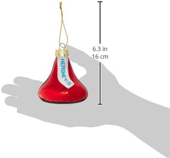 Miniatura 2 de Juego de adornos Kurt Adler de vidrio para árbol de Navidad, con diseño de bombones Hershey's Kisses