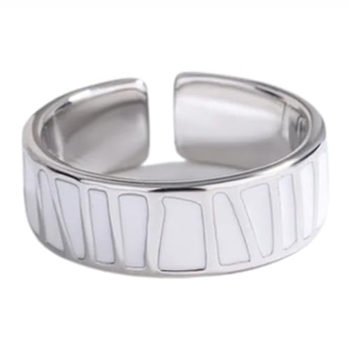 Hasdnker Anello Anelli Gioielli Donna Uomo Anello Unico Color Argento con Striscia Nera per Donna, Gioiello Aperto sul Dito, Anello Vintage Fatto A Mano, Antiallergico per Feste di Complean