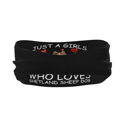 Just A Girls Who Loves Shetland Sheep Dog Adjustable Sports Headband Moisture Wicking Sweatband for Running Workout3