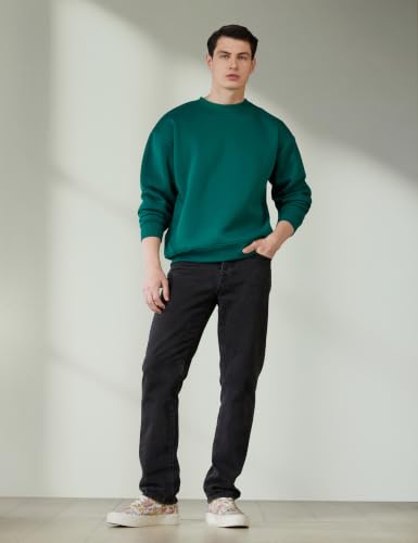 Image of The Indian Garage Co Men Oversized Solid Crew Neck Overhead Sweatshirt