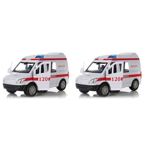 GNURBDILFO 2X Ambulancia VehíCulos MéDicos Juguetes 1/32 AleacióN Diecast Modelo de AutomóVil con LightandSound Regalo para NiñOs