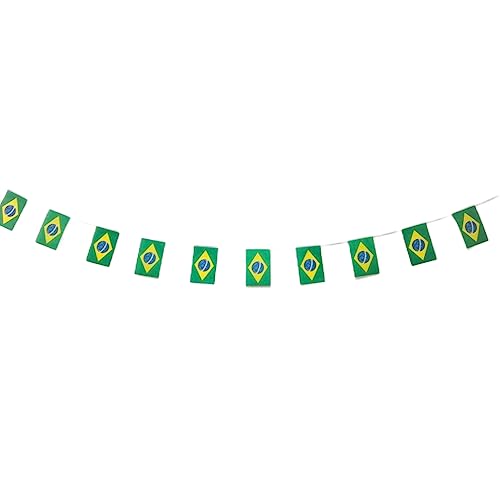 Bandera de Brasil 40 unidades bandera de Brasil, guirnalda Brasil 11.4M, banderines Brasil, bandera Nacional 14 x 21 cm para Decoraciones de Bares de Jardín (Brasil)