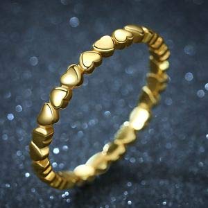 Wbrwp Gold Color Size 12 Endless Love Heart Ring Vintage Stacking Band Ring For Girl Women, Dainty Initial Heart Ring Stackable Ring Eternity Promise Rings Present For Her Jewelry Gifts #TOP1