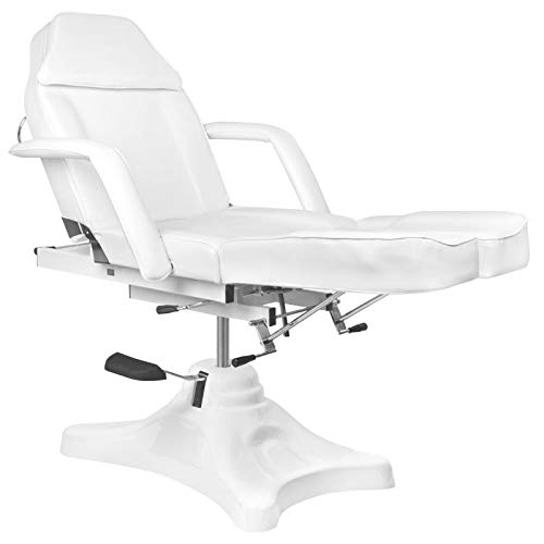 Activeshop Basic 234c Pedi Kosmetikliege Massageliege Massagestuhl Kosmetikstuhl Therapieliegen Behandlungsliege Weiss bis 180 kg belastbar Premium-PU-Leder 180 x 63 x (64-80) cm (L x W x H)