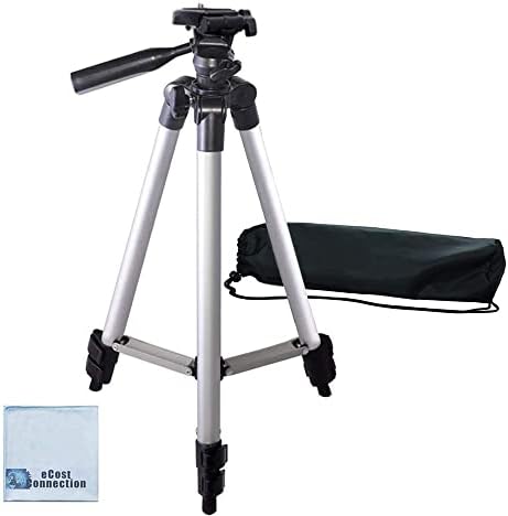 50 Inch Aluminum Camera Tripod for Canon, Nikon, Sony, Samsung, Olympus, Panasonic & Pentax + eCost Microfiber