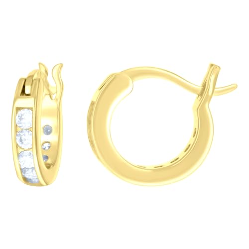 14K Yellow Gold Look 925 Sterling Silver Womens 12mm Moissanite Stone 0.72ct Hoop Earrings