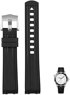 EAMOM for Omega Seamaster 300 Universe 007 Curved End Fluorous Rubber Silicone watchband 20mm 22m Watch Soft Strap Men Replacement (Color : Black Silver, Size : 20mm)
