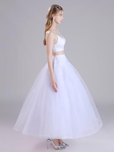 WOWBRIDAL Long Hoopless Petticoat Crinoline Underskirt Slips for Wedding Dress4