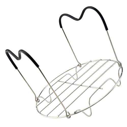 FONDOTIN 1pc Stainless Steel Steaming Rack for Kitchen Use Food Stand with Silicone Handle Compatible with Pressure Cookers and Iron Pots Easy to Clean and Stable Design