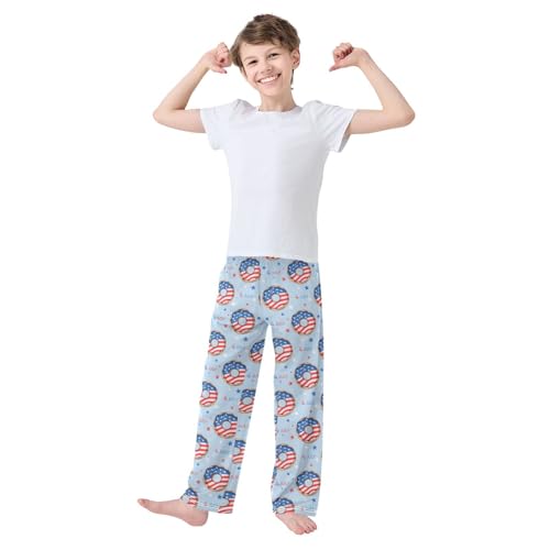 ZZXXB July 4th Donut Boys Long Pants Soft Trousers Elastic Waist Kids Lounge Bottoms with Pockets S-XL2