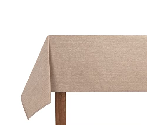 GAMUSI Mantel Liso Tela algodón orgánico Impermeable Antimanchas Rectangular Color Beige 140x100 cm