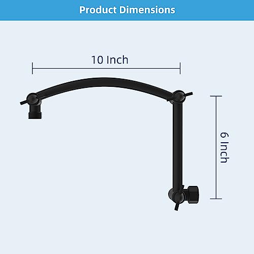 Hibbent All Metal 16'' Shower Head Extension Arm, Matte Black - image 6