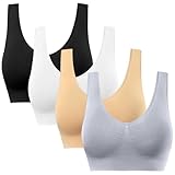 BESTENA Sports Bras for Women, 4 Pack Seamless Removable Pads Sleep Bras, Yoga Bra, Comfort Bra