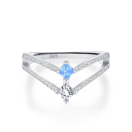 Bague simple argent 925 bleu et blanc pour illuminer votre style quotidien