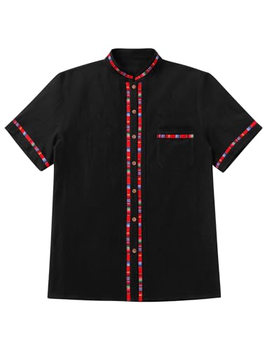 AWIBMK Kids Toddler Boys Mexican Shirt Band Collar Short Sleeve Button Up Guayabera Shirt Cinco De Mayo Fiesta Top4