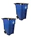 Rubbermaid Commercial Products BRUTE Rollout Heavy-Duty Wheeled Recycling Can/Bin, 50-Gallon, Blue Recycling, for Restaurants/Hospitals/Offices/Warehouses/Garage, Pack of 2