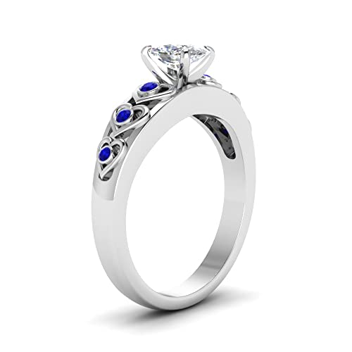 Image of 55Carat Choose Your Gemstone Heart Design Diamond CZ Accent Ring Sterling Silver Cushion Shape Side Stone Engagement Rings Matching Jewelry Wedding Jewelry Easy to Wear Gifts US Size 4 to 12