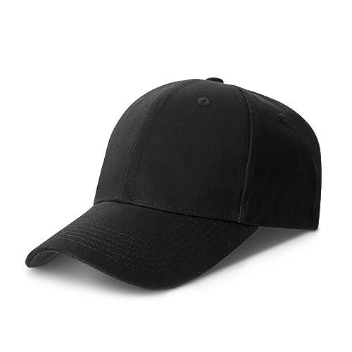 GWHOLE Unisex Black Cap Adjustable Cap Hat Classic Sports Casual Plain Summer Sun Hat