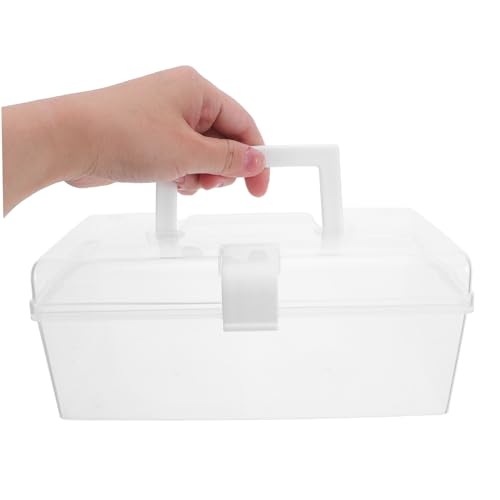 Image of Cabilock Portable First Aid Kit Box with Handle Plastic Medicine Organizer Storage Case for Home Office Car Emergency Clear Multi-Function Medical Storage Box