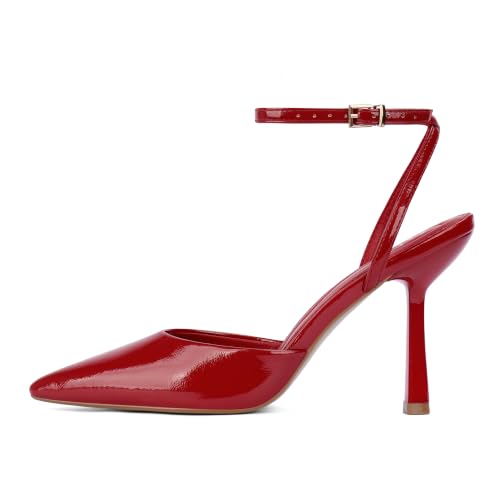 Image of QIY Closed Toe Heels for Women Pumps High Heel Strappy Sandals | Pointed Toe Slingback Women Heels with Ankle Strap, Stilettos Wedding & Bridal Formal Dress Shoes for Evening Party, Prom