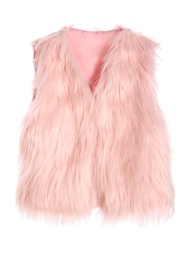Kids Girls Faux Fur Vest Sleeveless Jacket Coat Cardigan Overcoat Waistcoat for Pageant Weeding Party3