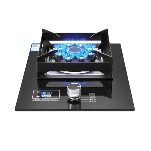 5.2KW ガスストーブ、キャンプシングルバーナー、ガス/LP ガス変換ストーブ、強化ガラス鋳鉄ポットラック、フレームアウト保護とタイマー付き、家庭用キッチン用(NG)