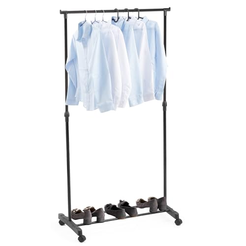 Kitchenette Adjustable Clothing Rail Garment Rack with Wheels for Home Storage 80 cm x 43 cm x 90 cm Size Black