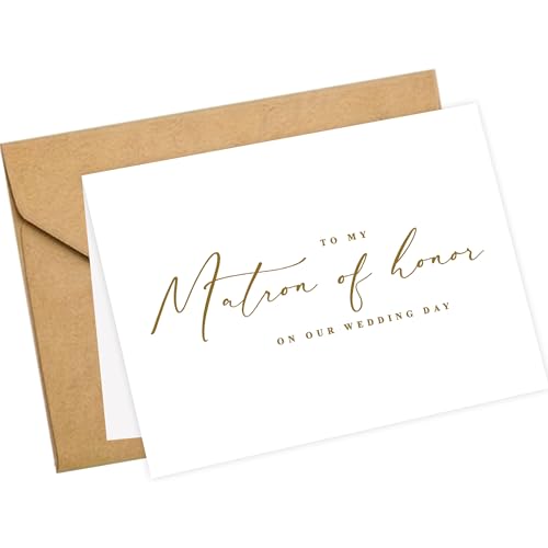 LADY&HOME To My Matron Of Honor On My Wedding Day Card,Bridesmaid Thank You Card Wedding Day Bridesmaid Proposal (Gold Foil,Matron)