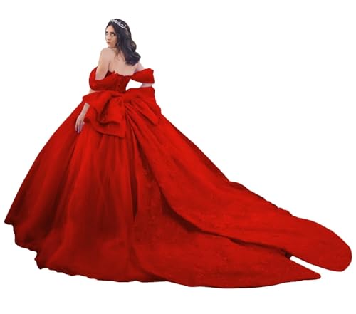 KPDFIF Tulle Red Quinceanera Dresses with Beaded Butterfly Dress