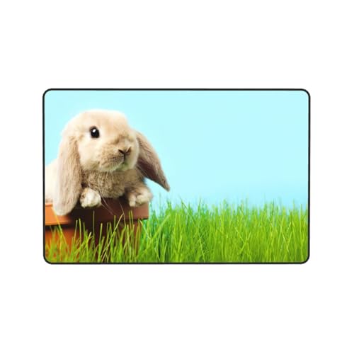 Tapis super doux EdWal d'interieur imprimé lapin vert - 8