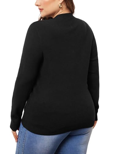 Image of Agnes Orinda Plus Size Sweater for Women Long Sleeve Crewneck Shirts 2024 Fall Knit Casual Basic Tee Tops
