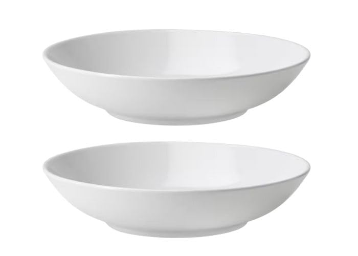 Checkmart Set of Two 22cm Deep Plates - White Porcelain - Stylish...