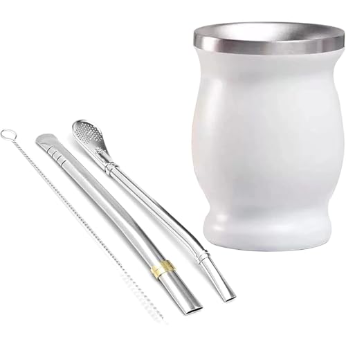 otoye【アルゼンチン製】マテ茶カップ ステンレス製 230ml ボンビージャ付き マテ茶セット 伝統デザイン 保温保冷 携帯用 グアンボ マテ茶器 おしゃれ ギフト対応 日本未入荷品 南米風 丈夫 長持ち (C)