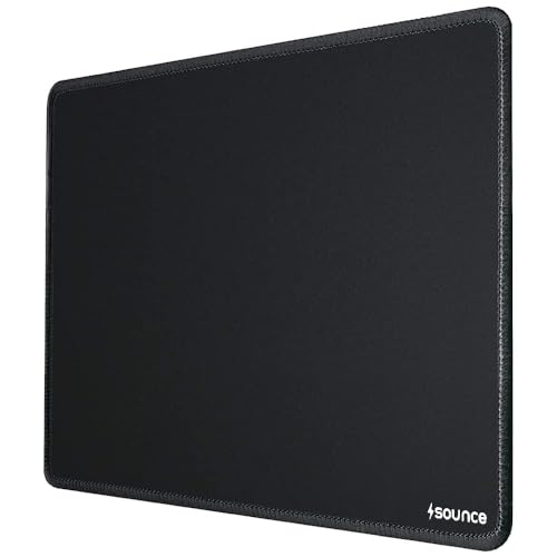 Image of Sounce Mouse Pad with Superior Micro-Weave Cloth, Extended Desk Mousepad with Stitched Edges, Non-Slip Base, Water Resist Keyboard Pad for Gaming, Office & Home - 250mm x 210mm x 2mm (Black)