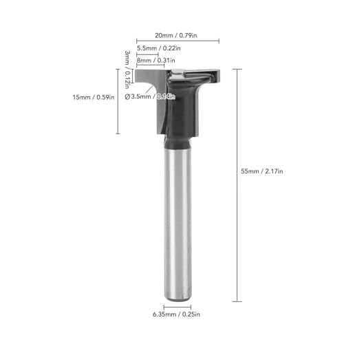 Image of T Slot Keyhole Router Bit 1 /4 Inch Shank 3 /8 Inch 1 /2 Inch Blades Diameter T Slot Cutter Router Bit Wood Milling Cutter