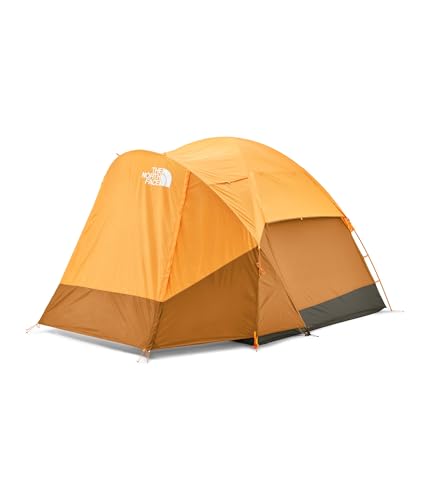 THE NORTH FACE Wawona 4 Tent | Four-Person Camping Tent, Water Repellent, Spacious & Easy to Set Up, Attached Vestibule Area, Light Exuberance Orange/Timber Tan/New Taupe Green, One Size