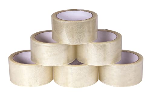 BIGtec Lot de 6 rouleaux de ruban adhésif d'emballage en carton standard 66 m de long 48 mm de large Transparent Matériel d'emballage pour colis et carton